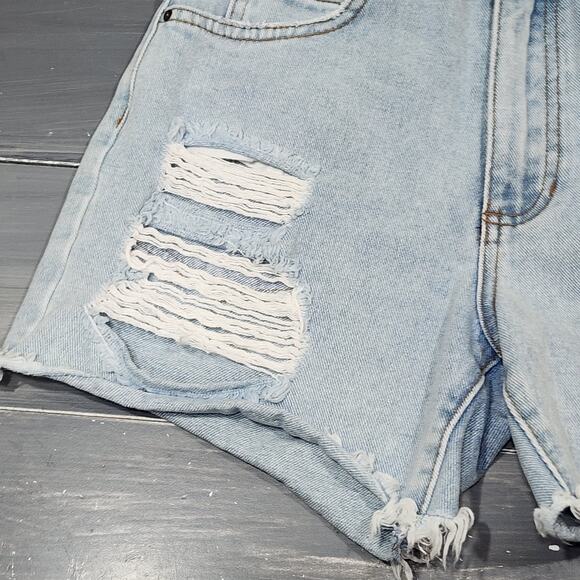 Billabong High Rise Shorts Denim Distressed Size 24 - Picture 3 of 12